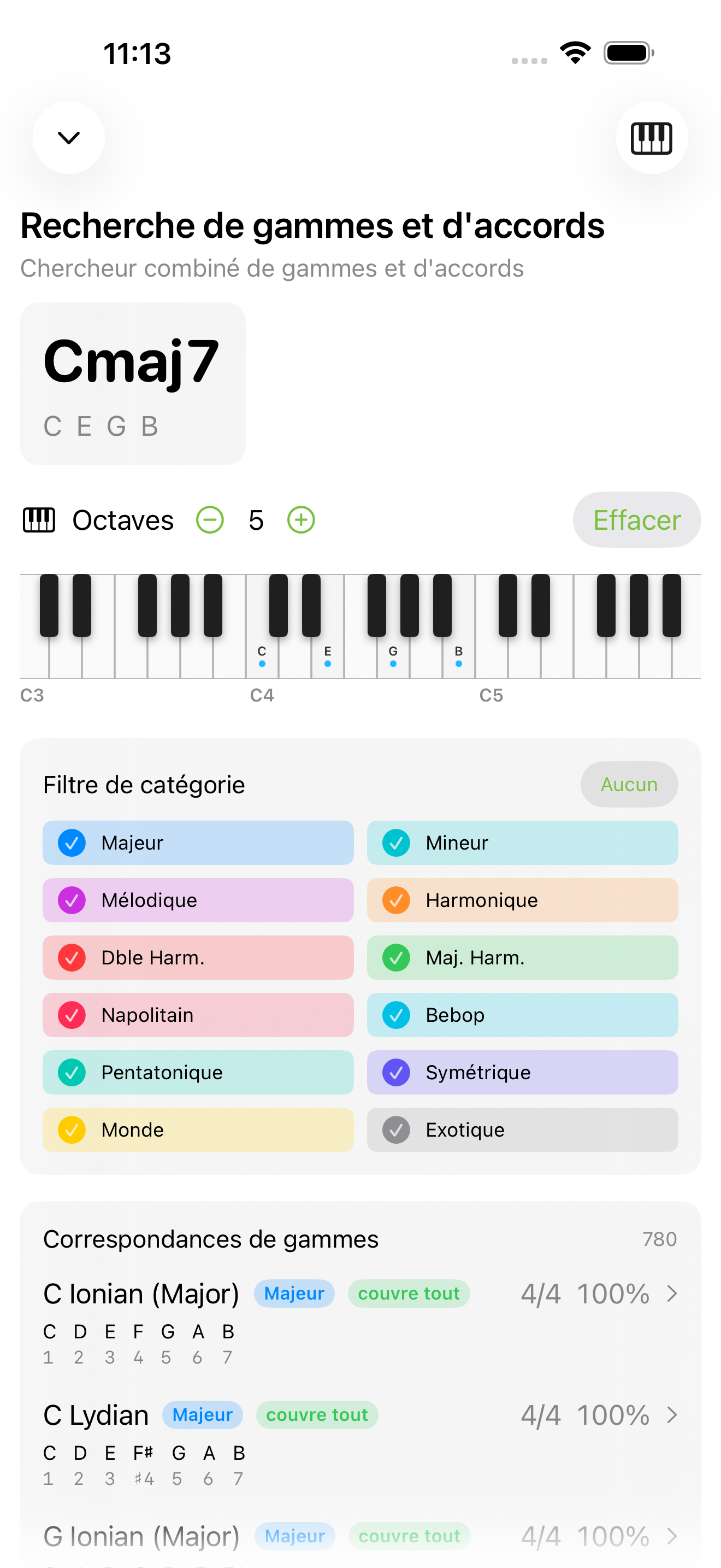 Vue détaillée d'accord sur iPhone